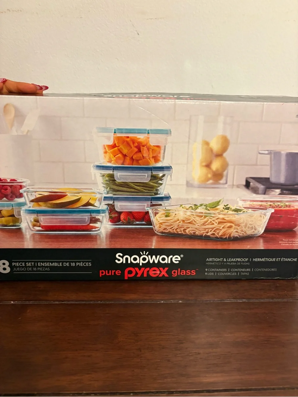 Pyrex Glass Food Storage Set - Clear with Blue Lids